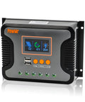 80A Solar Charge Controller With Dual USB Ports, Auto Detect 12V 24V 36V 48V Systems, PWM Regulator With LCD Display