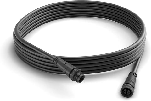 Outdoor 16 Foot Cable Extension For Hue Lighting, Weatherproof Low Voltage Extension Cord coiled on white background