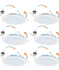 Sleek Six Inch Led Recessed Light Slim Trim Retrofit Kit Featuring 5Cct Switching in a six-pack arrangement.