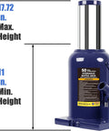 Beefy 50 Ton Hydraulic Car Bottle Jack For Auto Repair And Home Garage Lifts, Heavy Duty Welded Steel With Serrated Heat-Treated Saddle, 11 Inch To Seventeen And Three Quarters Inch Lift, Built For Cars Trucks And SUVs, Blue Finish