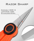 Paradox 5.5 Inch Fishing Scissors With Serrated 3CR13 Japanese 420 Stainless Blades For Braided Line Mono And Fluorocarbon In Freshwater And Saltwater No Fuss Lightweight Durable Handle For Easy On The Go Cuts close-up blade