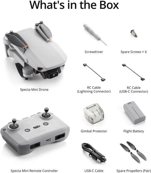 What's in the box content of Ultra Portable 4K Drone With Camera For Beginners, 3 Axis Gimbal, including remote, battery, and cables