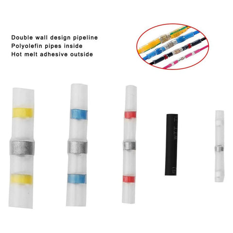 Rock Solid 600 Piece Heat Shrink Butt Connectors Kit showing various sizes and colors of waterproof wire terminals for auto marine use.