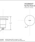 No Sweat Replacement Bathtub Drain Stopper With 3 8 Inch Stem Polished Chrome Tip Toe Bath Plug top and side view diagram.