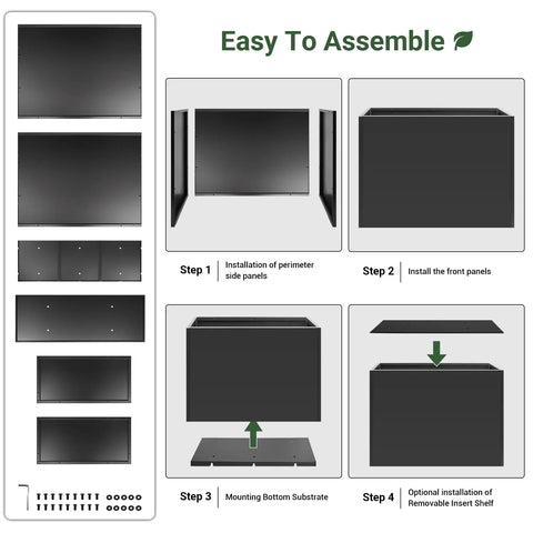 Assembly instructions for the Sturdy 36 Inch Metal Planter Box With Drainage Holes And Rust Proof Coating For Indoor Outdoor Use.
