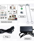 Instruction manual, adapter, plug, hanging chain, and screws for Large Happy Birthday LED Neon Sign 28 Inch Dope Neon Light