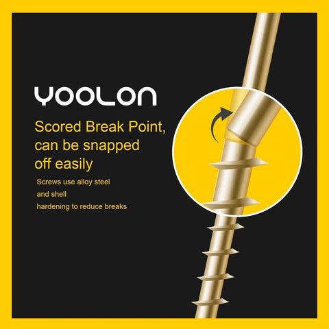 Image of scored break point on durable screws from Ultimate Floor Repair Kit With 250 Replacement Screws To Stop Squeaks And Floor Noise.