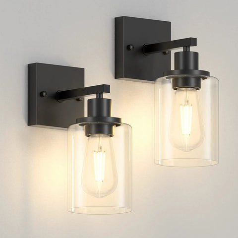 Clear Glass Lamp Shade Replacement 4 Pack, 5.5 Inch Height, 3.9 Inch Diameter, 1.69 Inch Fitter on wall light fixtures