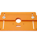 Top Notch Router Table Plate And Heavy Duty Woodworking Insert For Seamless Milling Plus Quick Manual Planing Built Like A Tank For Shop Rigs Rock Solid Fit For Standard Trim Tools Today, orange resin plate with central hole.