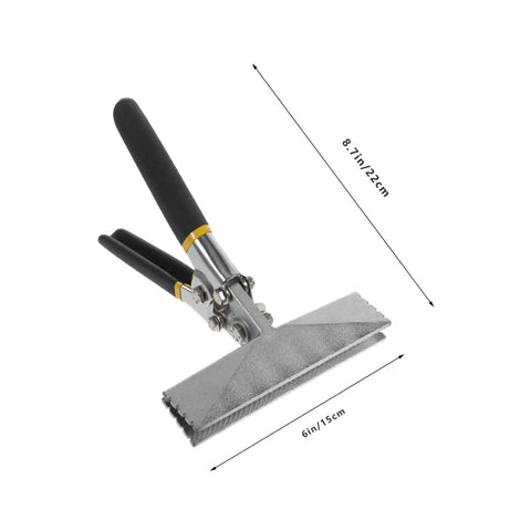 Six Inch Hand Seamer Metal Bender Tool With Straight Jaw for sheet metal bending and flattening; non-slip, heavy-duty handle shown.