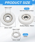 Smooth Gliding Ball Bearing Pulley Roller Kit Made From Tough Nylon For Effortless Door Hardware And Heavy Duty Gym Gear Upgrades includes 22mm diameter pulleys.