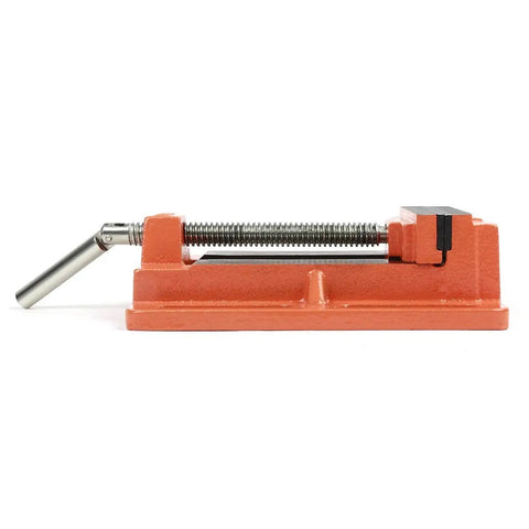 Beefy 4 Inch Drill Press Vise For Home Shop And Pro Workshops, Heavy Duty Cast Iron Clamp With Dual Mount Slots, Easy Mount On Any Drill Press, Orange Powder Coat For Extra Durability And Precise Holding