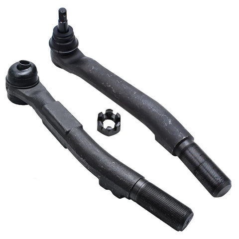 4WD Front 11-Piece Suspension Kit For 2005 2006 2007 Ford F-250 F-350 Super Duty 4x4 Heavy-Duty Bolt-On Front End Upgrade With Pitman Arm Drag Link Outer Tie Rods Front Lower And Upper Ball Joints, two black outer tie rods