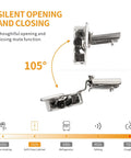 Premium Self Closing Soft Close Cabinet Hinges 10 Pack With Smooth As Butter Action Satin Nickel stainless steel hinge with mute function