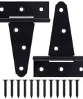 4 Inch T Strap Gate Hinges Heavy Duty Black Iron Tee Hinges Made From Solid Iron With Glossy Powder Coating Corrosion Resistant