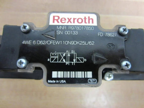 Directional hydraulic control valve 4WE6 D62 OFEW110N9DK25L/62 R978017850 single solenoid valve with 5-pin connector R900021464
