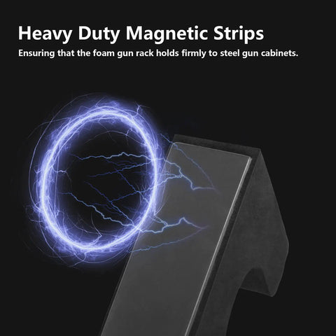 Close-up of heavy-duty magnetic strip on Two Pack Gun Rack For Safe Storage And Quick Access Rifle And Shotgun Holder In Cabinet Upright Rest