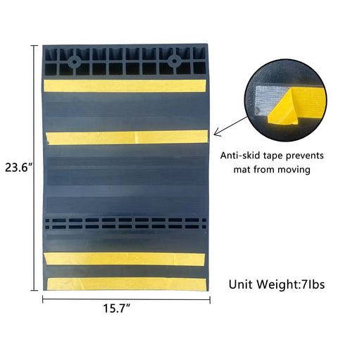 Self Adhesive Anti Skid Rubber Car Parking Guide Mat 2 Pack With Reflective Strips, 23.6 x 15.7 inches, showing anti-skid tape.