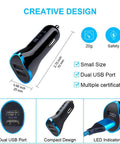 Heavy Duty Usb C Car Charger With Fast Charging Cable Set Dual Port Quick Charge Adapter showing dual USB ports and compact design.