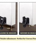 Heavy Duty Adjustable Leveling Feet 4 Pack Galvanized Steel Leg Levelers With L Shaped Brackets showing height adjustment from 0.3 to 2.3 inches