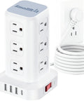 Surge Protector Power Strip With 12 Outlets And 4 USB Ports Including USB C 10ft Extension Cord Overload Protection Smart Fast Charging