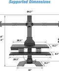 Avlt Electric Standing Desk Converter Fits Triple 32 Inch Monitors dimensions chart showing height and width measurements.