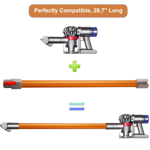 Replacement Wand Tube For Dyson V15 V11 V10 V8 V7 Cordless Vacuum Cleaners 28.7 Inch Orange Extension Tube shown in compatible setup