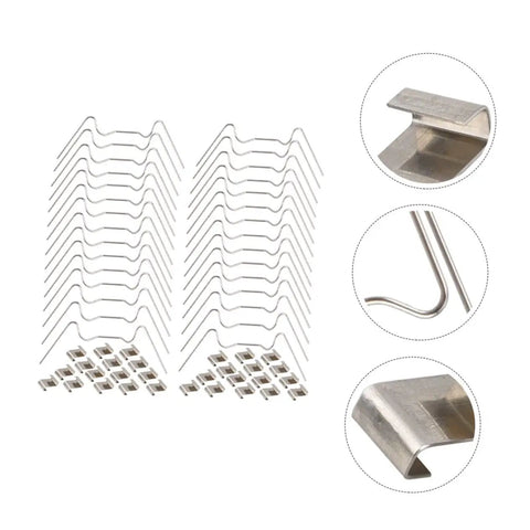 Garden Fixed Buckle Glazing Clips Set For Greenhouses With W Wire Overlap Clips For Glass Panes Edge Holders And Rust Resistant Spring Wire Repair Kit For Farm Garden DIY Projects And Plant Accessories