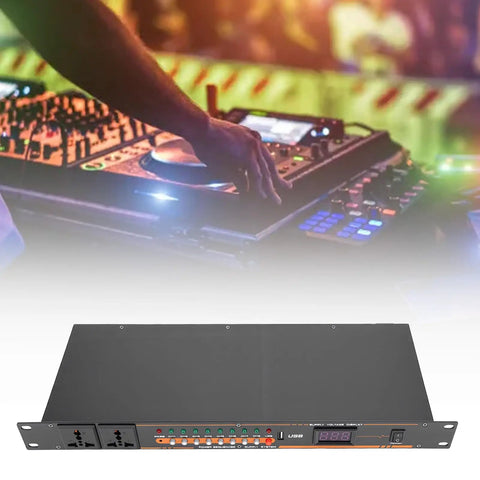 Heavy Duty Ten Outlet Power Sequencer With Crisp Digital Display Beefy Surge Defense 1U Rack Mount Audio Conditioner with USB