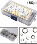 All In One 480 Piece 304 Stainless Steel Spring Lock Washer Set With 9 Sizes M2 Through M10 In Transparent Storage Case For Automotive Electrical And Marine Projects, assorted washers