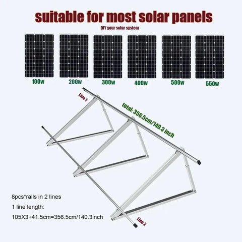 Adjustable Solar Panel Mounting Brackets Kit System 30 To 45 Degree Tilt Aluminum Ground Mount, suitable for 1 to 4 panels.