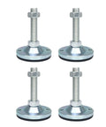 4 Pack Heavy Duty Adjustable Leveling Feet M12 With Non Slip Flat Cup Bottom Lip Design For Even Weight Distribution Built To Last Stainless Steel Durable Feet With Galvanized Surface For Furniture Support D100x125mm, four-pack
