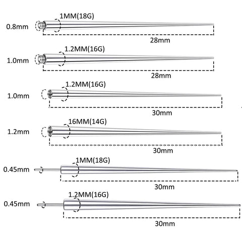 Pro Grade Piercing Tool Kit With Tapers Ball Grabber And Guides For 14G 16G 18G 20G Piercings Stainless Steel Tapers Sizes 28mm 30mm