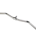 Revolving Curl Bar and Lat Pulldown Cable Attachment for Home Gym Setup, adjustable solid steel bar with knurled handle.