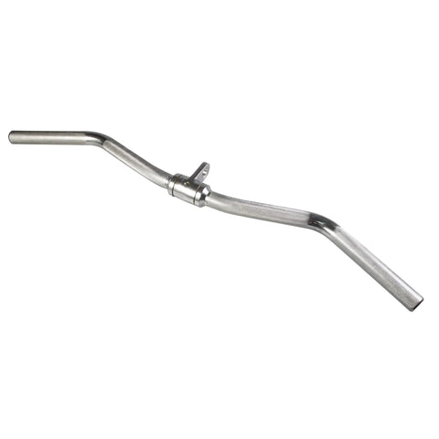 Revolving Curl Bar and Lat Pulldown Cable Attachment for Home Gym Setup, adjustable solid steel bar with knurled handle.