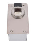 Beefy Hidden Door Hinges With 360 Degree Pivot for secret doors in silver, shown in a top view, invisible pivot door hardware.