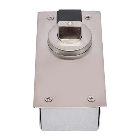 Beefy Hidden Door Hinges With 360 Degree Pivot for secret doors in silver, shown in a top view, invisible pivot door hardware.