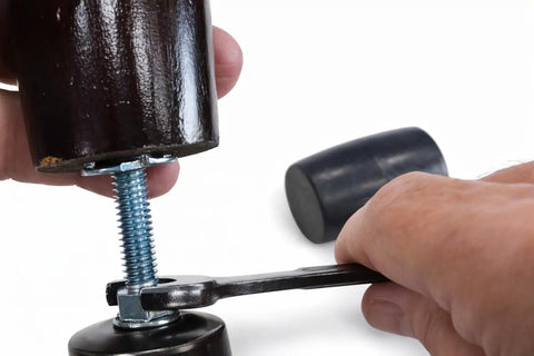 Installing Beefy Heavy Duty Furniture Leveling Feet With 3 Inch Stem And Five Sixteenths By Eighteen Thread Adjustable Glides