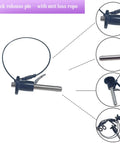 Two Pack 304 Stainless Steel Ball Locking Pins With Quick Release Push Button And 24 Cm Lanyard Cable 6 mm Diameter 25 mm Usable Length Heavy Duty Rust Resistant Easy Release Pins For Machinery And Fixtures close-up