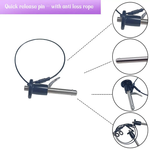 Two Pack 304 Stainless Steel Ball Locking Pins With Quick Release Push Button And 24 Cm Lanyard Cable 6 mm Diameter 25 mm Usable Length Heavy Duty Rust Resistant Easy Release Pins For Machinery And Fixtures close-up
