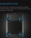 AC Infinity submersible water pump front view with four blue-glow suction cups