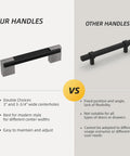 Comparison of 10 Pack Adjustable Cabinet Pulls Black Silver Two Tone Square with fixed position handle.