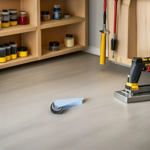 Rock Solid Sliding Door Rollers With Durable Rubber Casters And No Droop Bottom Support Wheels For Wooden Barn Doors and Closets Glides Like A Dream Replacement Hardware Kit 2 Pack Fix Sag Today on workshop floor.