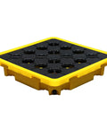 Leakproof Oil Spill Containment Tray With Stackable Polyethylene Spill Pallets for industrial warehouses, heavy-duty design, 66x66x15 cm.