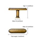 Side profile of 10 Pack Brushed Antique Brass Kitchen Cabinet Knobs And Zinc Cabinet Hardware For Dresser Drawers, 1.2 Inch Diameter, 1.1 Inch Height, showcasing their dimensions and rust-resistant finish.