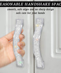 Person holding Crystal Drawer Pulls Bling Handles for Dresser Cupboard Closet Wardrobe Doors 14 cm 4 Pack in white