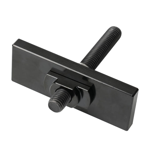 Side view of needle bearing puller tool, black steel with long threaded shaft for Toyota 8-inch clamshell front CV axle