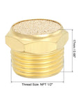 Brass Pneumatic Exhaust Muffler Half Inch NPT Flat Sintered Air Breather Filter Noise Reducer For Compressors Oil Tanks And Air Tools