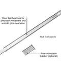 Center Mount Drawer Slides For Cabinets And Dressers, 16 Inch Heavy Duty Rails With 10.74 Inch Extension, shown with bracket