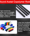 2 Pack Round Acetal Copolymer Rods In Three Quarter Inch Diameter And Twelve Inch Length, Opaque Black POM C Rods